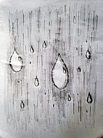 Line drawing cartoon rain drops. | CanStock